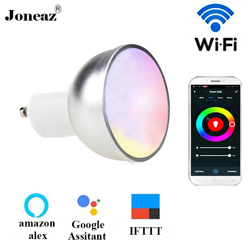 

bombillas WIFI Bulb led lamp rgbw 5W dimmable Smart Life alexa Google Assistant IFTTT gu10 spot light gu dropshipping Joneaz
