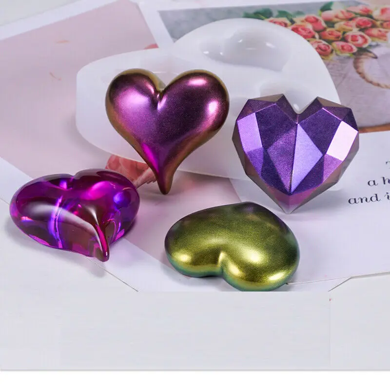 Fashion Resin Craft Jewelry Heart Pendant Casting Tool Mold Mould Silicone Epoxy Making