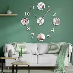 Фоторамка DIY большие настенные часы на заказ фото Декоративная Гостиная Семейные часы персональные изображения рамка большие часы