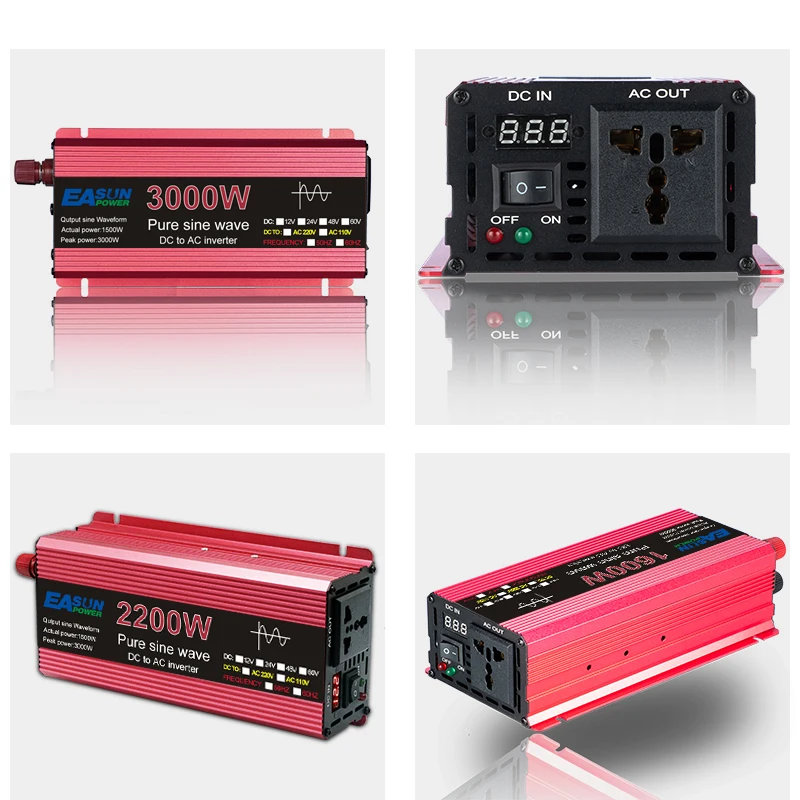 Pure sine wave inverter 1000W 1600W 2200W 3000W Pure Sine Wave Inverter DC 12V 24V To AC 110V 220V Voltage Transformer Power Converter Solar Car Inverter