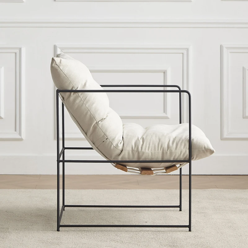 Nordic Single Sofa Chair Lazy Luxury Iron Dining Chair Modern Minimalist Designer Living Room Furniture Negotiation Dining