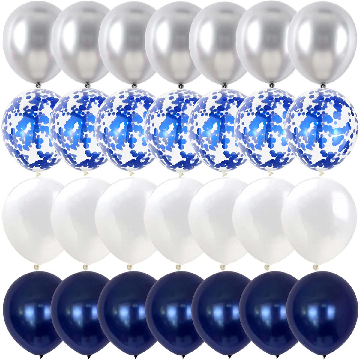 40/14PCS 진한 파란색 골드 실버 금속 라텍스 색종이 풍선 생일 웨딩 BabyShower 장식 새해 글로브