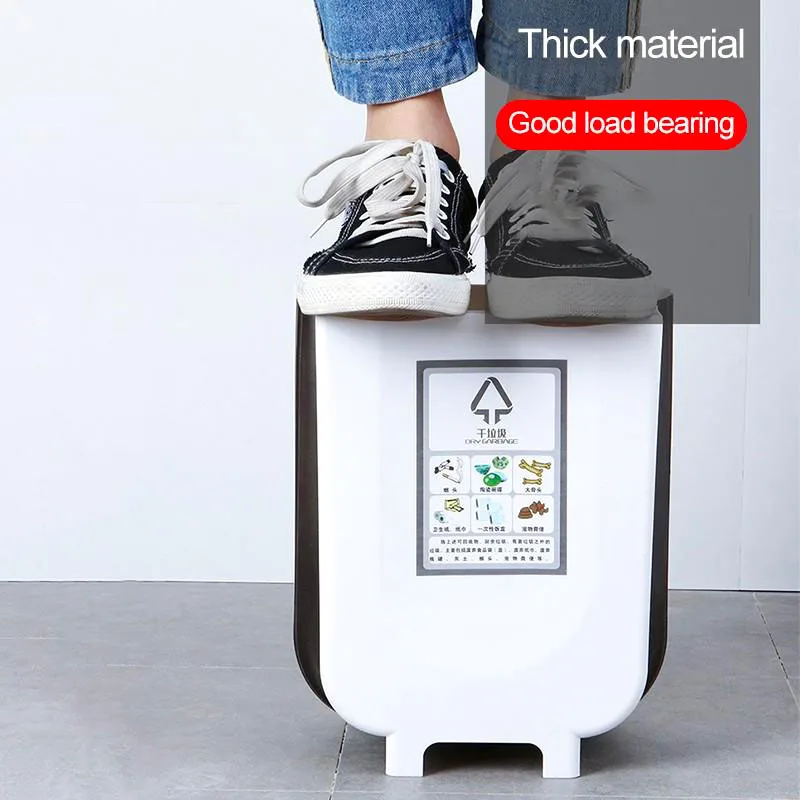 Folding Trash Bin Kitchen Cabinet Door Hanging Garbage Can Wall Mounted Trashcan for Bathroom Toilet Waste Storage