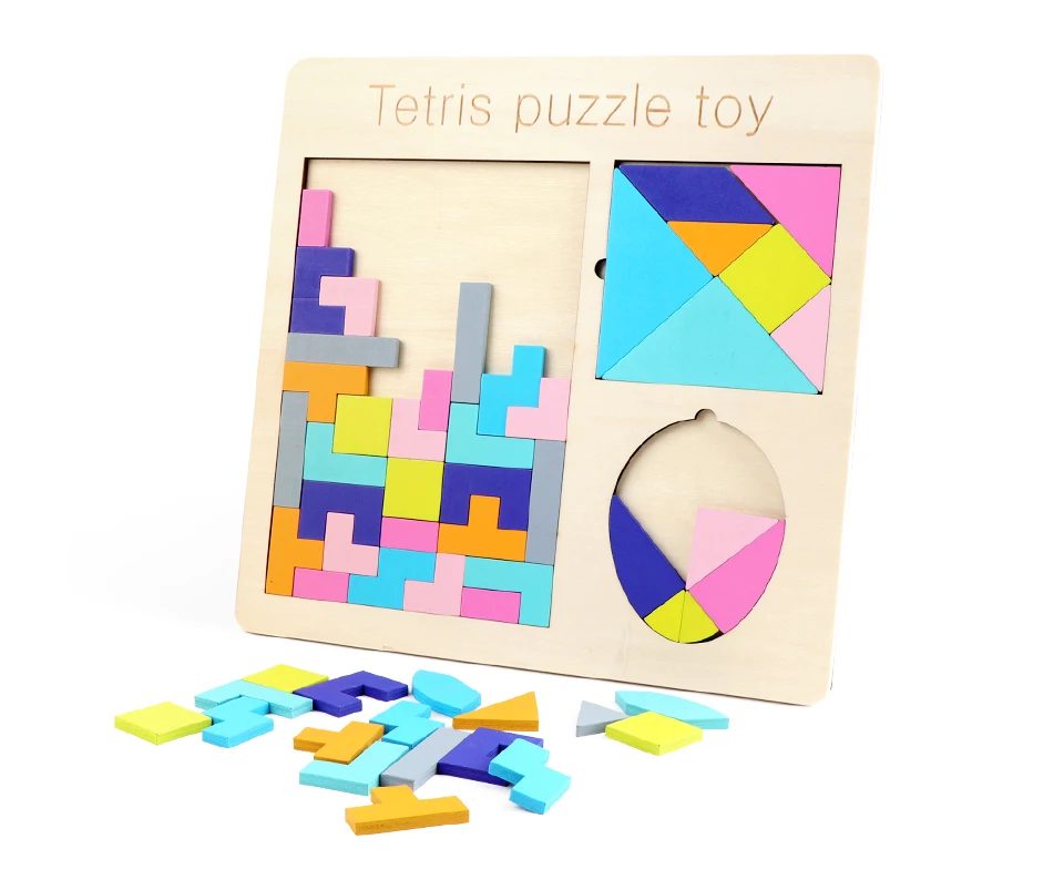 3 in 1 Colorful Multi-function Wooden Tetris Puzzle Toys Preschool Children Educational Toys for Kids Gift