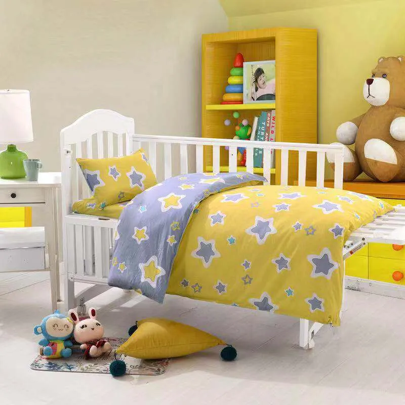 Комплект детского постельного белья из 3 предметов, хлопок, комплекты детской кроватки, комплект для детской кроватки с пододеяльником, наволочка, наматрасник, детская простыня, покрывало