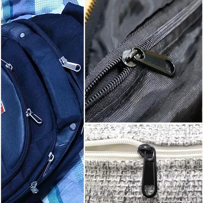 8Pcs 4 Sizes Replacement Metal Zipper Pullers Universal Double-sided Nylon Zipper Pull For Clothes Repair Sliders Head