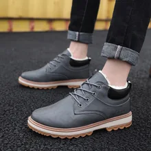 HKXN г. Мужские ботинки новые модные теплые зимние ботинки мужские повседневные Бархатные ботинки на шнуровке мужские ботинки размер 39-44