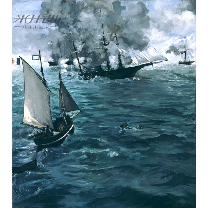 Michelangelo, деревянные пазлы, 500 деталей, старый мастер, Edouard Manet Battle of the Kearsarge, художественная живопись, обучающая игрушка, Декор