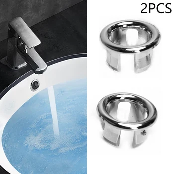 

2Pcs New Hot Bathroom Overflow Covers Basin OR Sink Chrome Replacement Lavatory Hole Overflow Covers Replacement Lavatory Hole