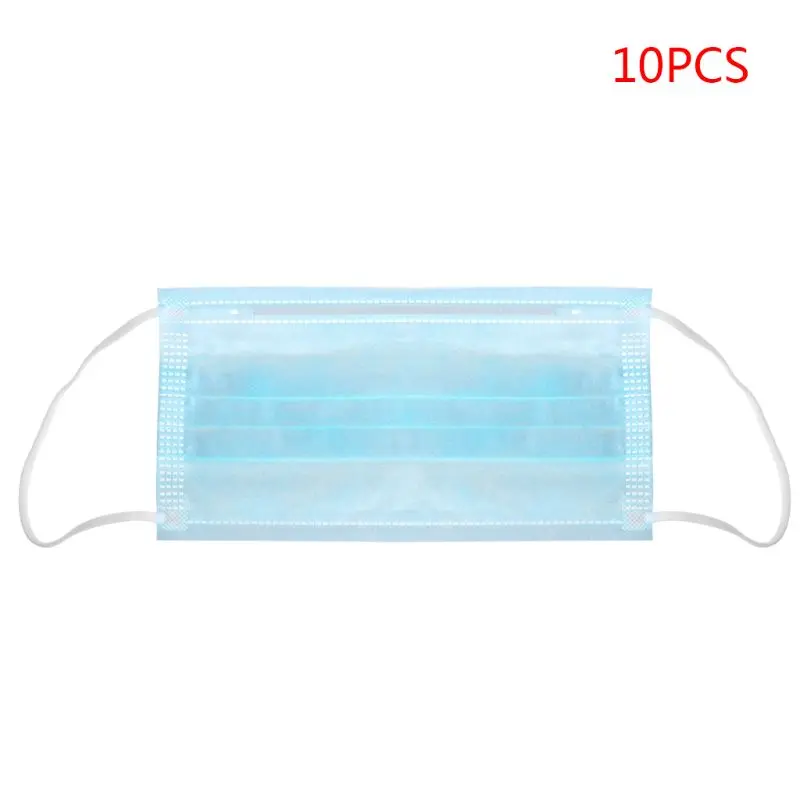 

10 Pcs 3 Layers Face Masks Prevent Droplet Transmission Waterproof Windproof Non-woven Earloop Face Mouth Mask