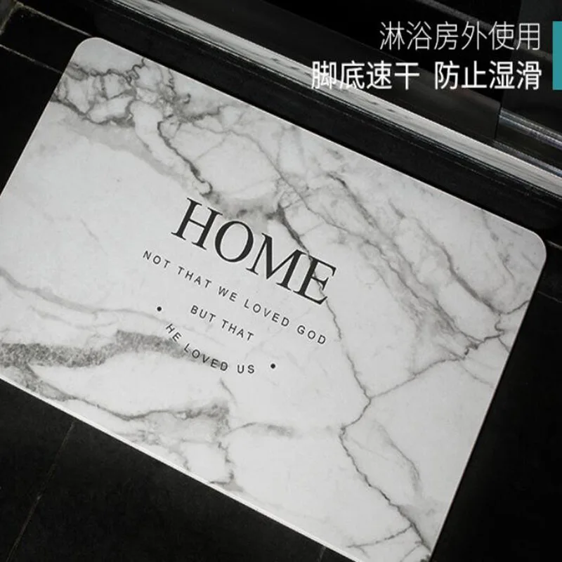 

2019New simple marble pattern natural diatom mat strong absorbent bath mat bathroom quick-drying non-slip door mat no smell