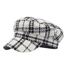 Повседневная Кепка s берет Женская осенняя и зимняя уличная шапка решетчатая восьмиугольная кепка регулируемая