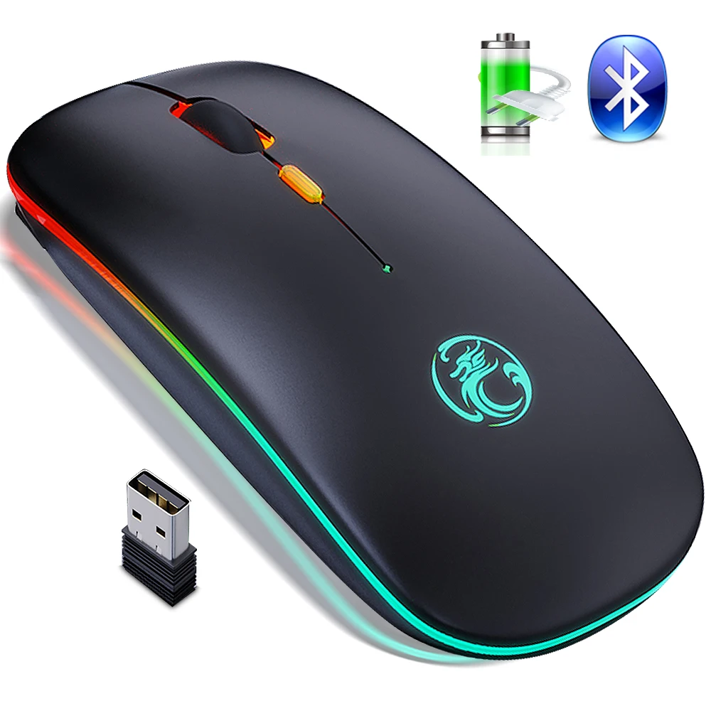 

Mouse Wireless Mouse Computer Mouse Bluetooth 5.0 USB 2.4 Rechargeable Mause Silent Mause for Laptop RGB Ergonomic Mice Wireless