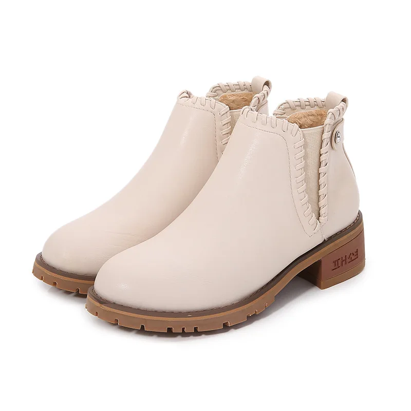 

2019 Autumn & Winter with Overcoat New Style Bow M Was Small Feet Chunky-Heel Sweet Martin Short Boots Women's