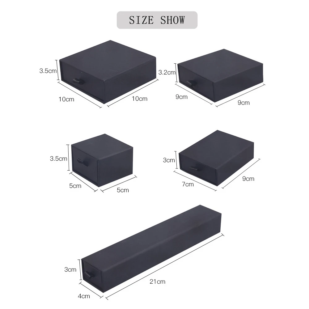 12pcs Drawer Gift Organizer Box with Black Sponge Jewelry Packaging Cardboard Ring Bracelet Earring Display Necklace Travel Box