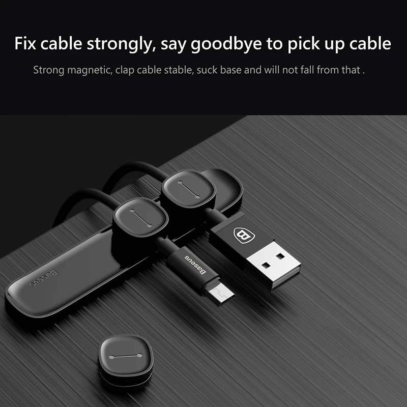 Baseus Магнитный Кабельный органайзер силиконовый USB устройство для сматывания кабеля настольные аккуратные зажимы для управления держатель кабеля для мыши провод для наушников