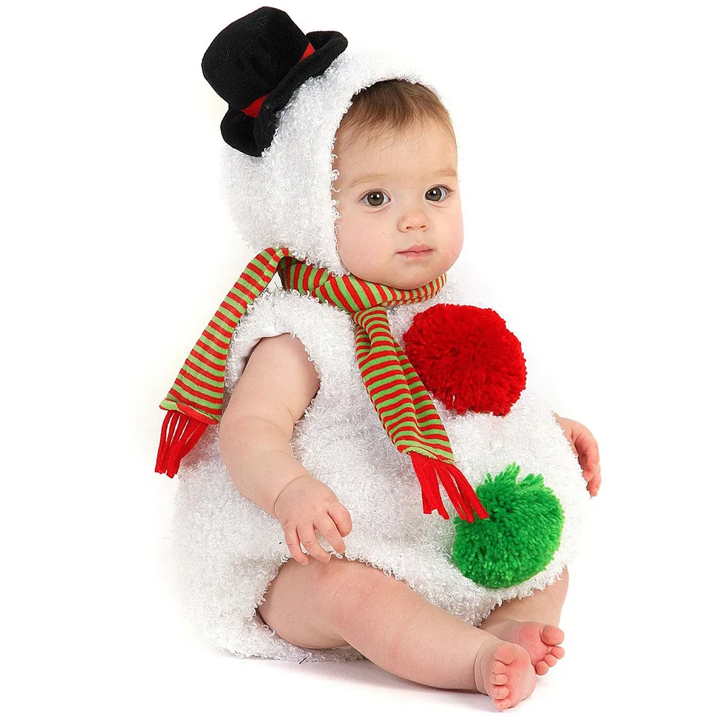 Рождественский флисовый комбинезон со снеговиком для маленьких мальчиков и девочек; милый шарф; комплекты одежды для малышей; roupa infantil; Новинка