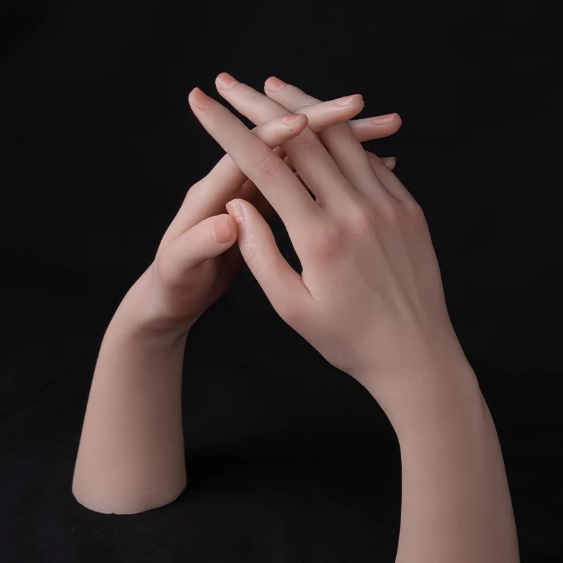 Female Hand Model Lifelike Fake Liquid Silicone Mannequin Hands For Manicure Art Jewelry Display Sketch Practice Zishine TGDW05