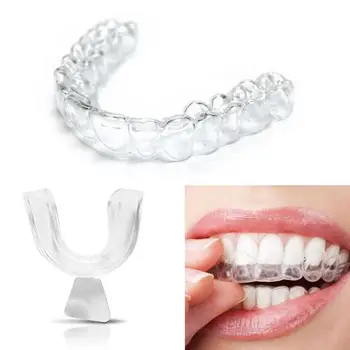

1 Pair Silicone Night Mouth Guard Teeth Corrector Clenching Grinding Dental Bite Sleep Aid Mouth Tray Tooth Retainer Straighten