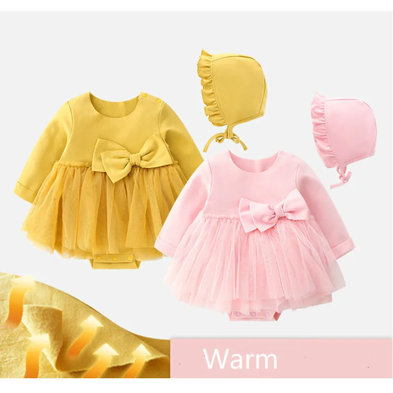 Одежда для новорожденных девочек платья с длинными рукавами и бантом для маленьких девочек теплое платье принцессы для маленьких девочек 3-6 месяцев, халат bebe fille