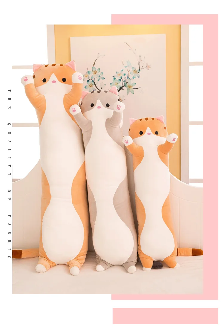 Long Cute Cat Stuffed Animal Plush Soft Toy Doll Pillow Cushion Christmas Gifts