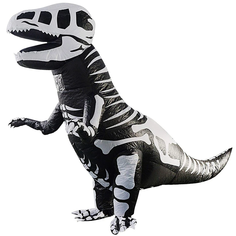 Kids Гигантский Скелет надувной костюм динозавра T-Rex Blow Up Dino Fossil костюм - Цвет: Kids