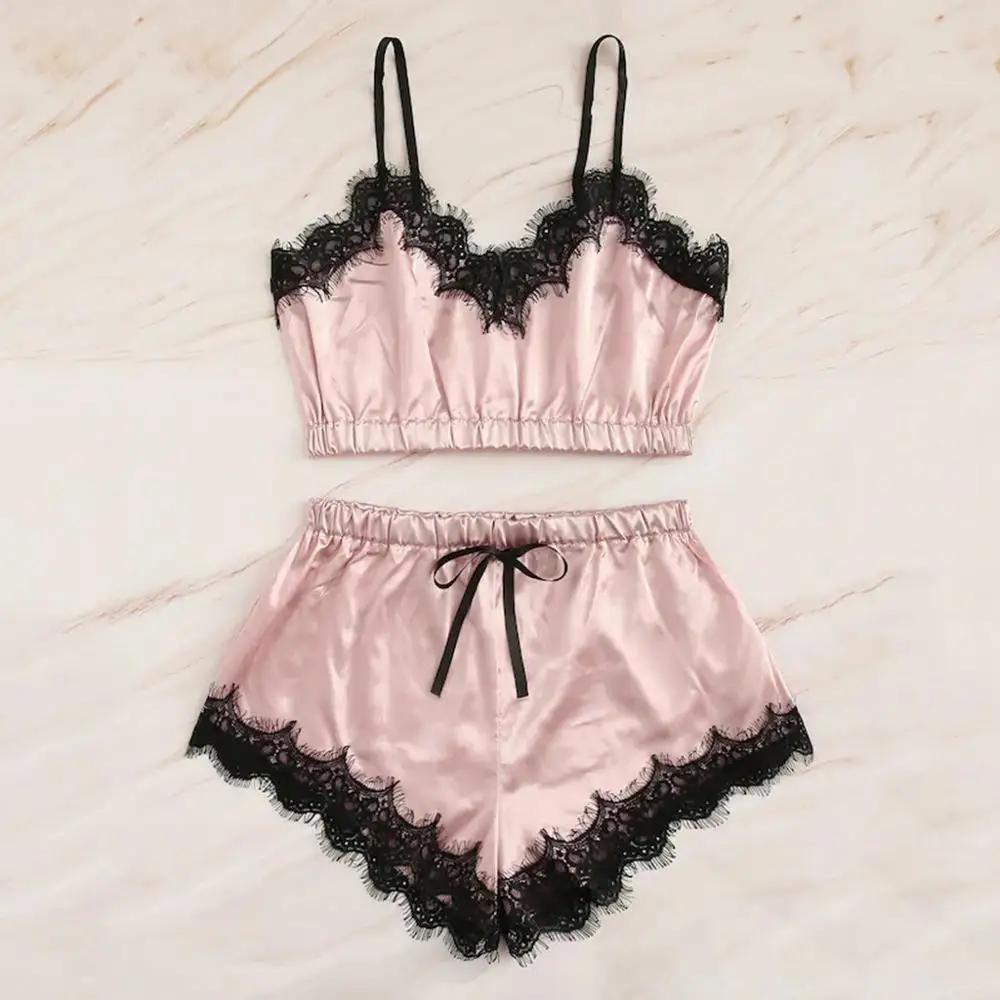 Сексуальные пижамы Для женщин шелковые кружева сетки нижнее белье Babydoll ночная Пижама летняя пикантная женская одежда 잠옷 수면잠옷