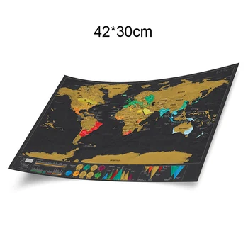 

1 piece cylindrical luxury blackened world map with personalized scratches for world map room home decoration wall stickers
