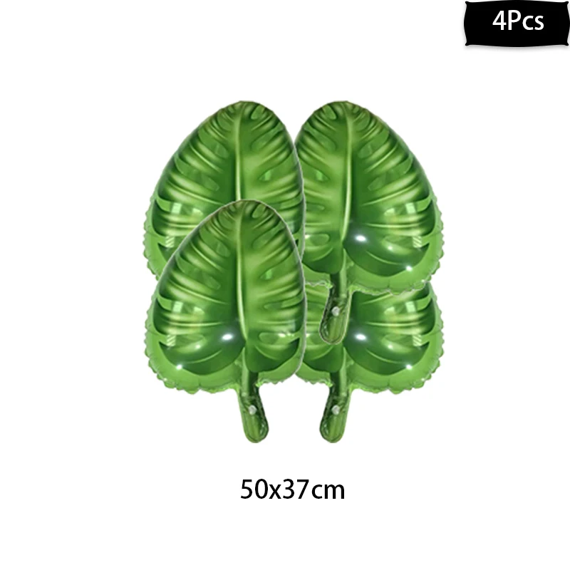 4 pcs balloons Зеленые листья плюща латексные воздушные шары арки вечерние украшения Monstera Гавайские Фламинго зеленые листья воздушные шары материалы на день рождения, свадьбу - Цвет: 4 pcs balloons