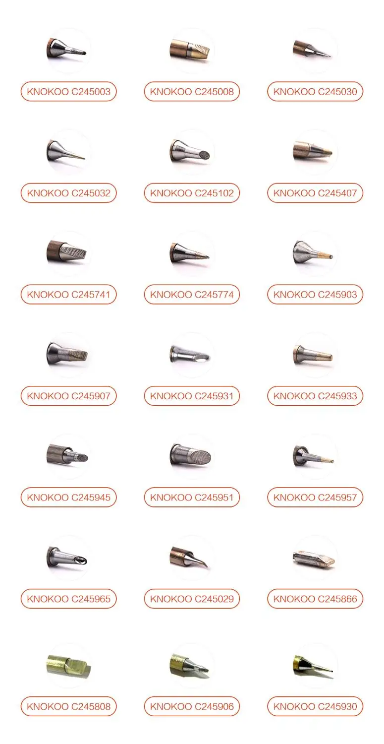 KNOKOO эквивалент C245030 032 036 930 001 957 903 933 паяльник советы для T245 наконечники DI3000 T12 1