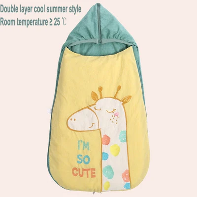 summer cool-giraff Зимний детский спальный мешок, противостарительный конверт для новорожденных, плотный теплый хлопковый кокон, спальные мешки для коляски, конверт с экстрактом - Цвет: summer cool-giraff