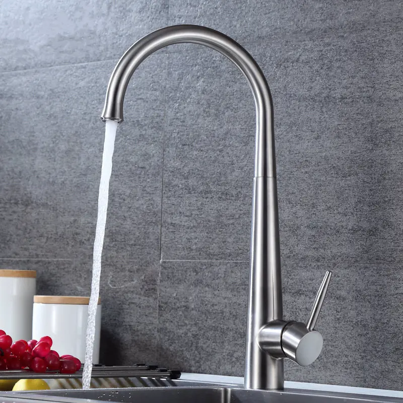 Kitchen Faucets Stainless Steel Kitchen Sink Mixer Taps Hot and Cold 360 Degree Rotation Water Taps Deck Mounted Sink Mixer