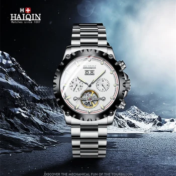 

New Watches For Men HAIQIN Top Brand Luxury Mechanical Automatic Watch Men Tourbillon Mens Watches Wristwatch reloj hombre 2020