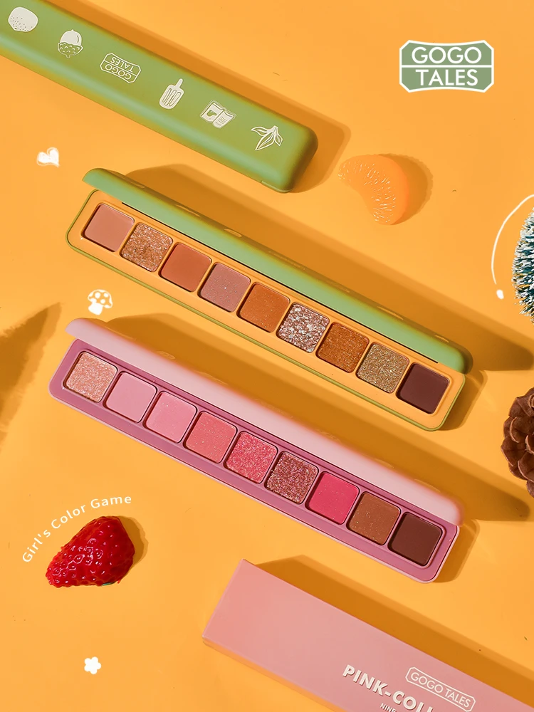 

Gogo tales keyboard finger eyeshadow palette 9 colors pink green apperance long lasting waterproof matte glitter eyeshadow BN195