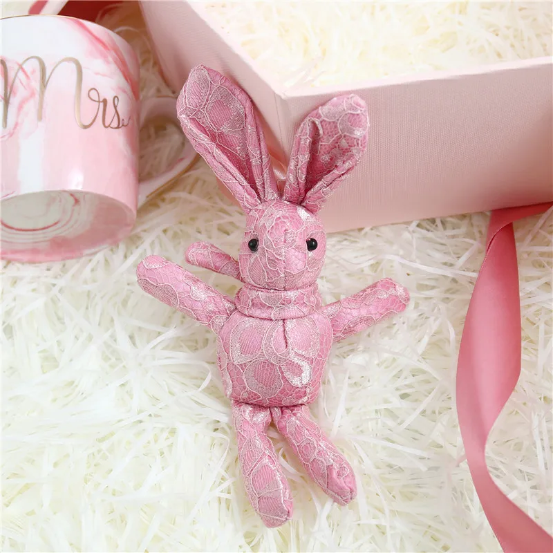 lace pink Jane Z Ann новорожденный реквизит для фотосессии Милая вязаная ручная работа кролик кукла животное Фото аксессуары подарок для ребенка - Цвет: lace pink