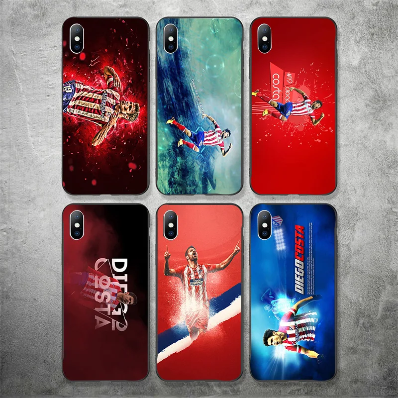 

Yinuoda Phone Case For Diego Costa iPhone DIY Picture Black Soft TPU Cover For Atletic FC X XR XS MAX 7 8 7plus 6 6S 5S