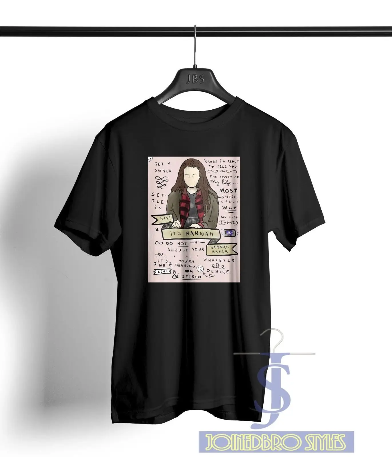 

Hey It'S Hannah Baker 13 Reasons Why Alstyle Apparel Black T Shirt Clay New Adult Summer Streewear Size:S-3Xl