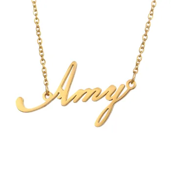 

Fashion Gold Color Custom Personalized Simple Letter Necklace Stainless Steel Choker Custom Wedding Anniversary Party Jewelry