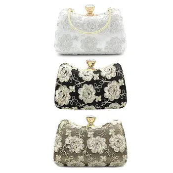 

Women Embroidered Flower Evening Bag Ladies Wedding Party Prom Clutch Handbag