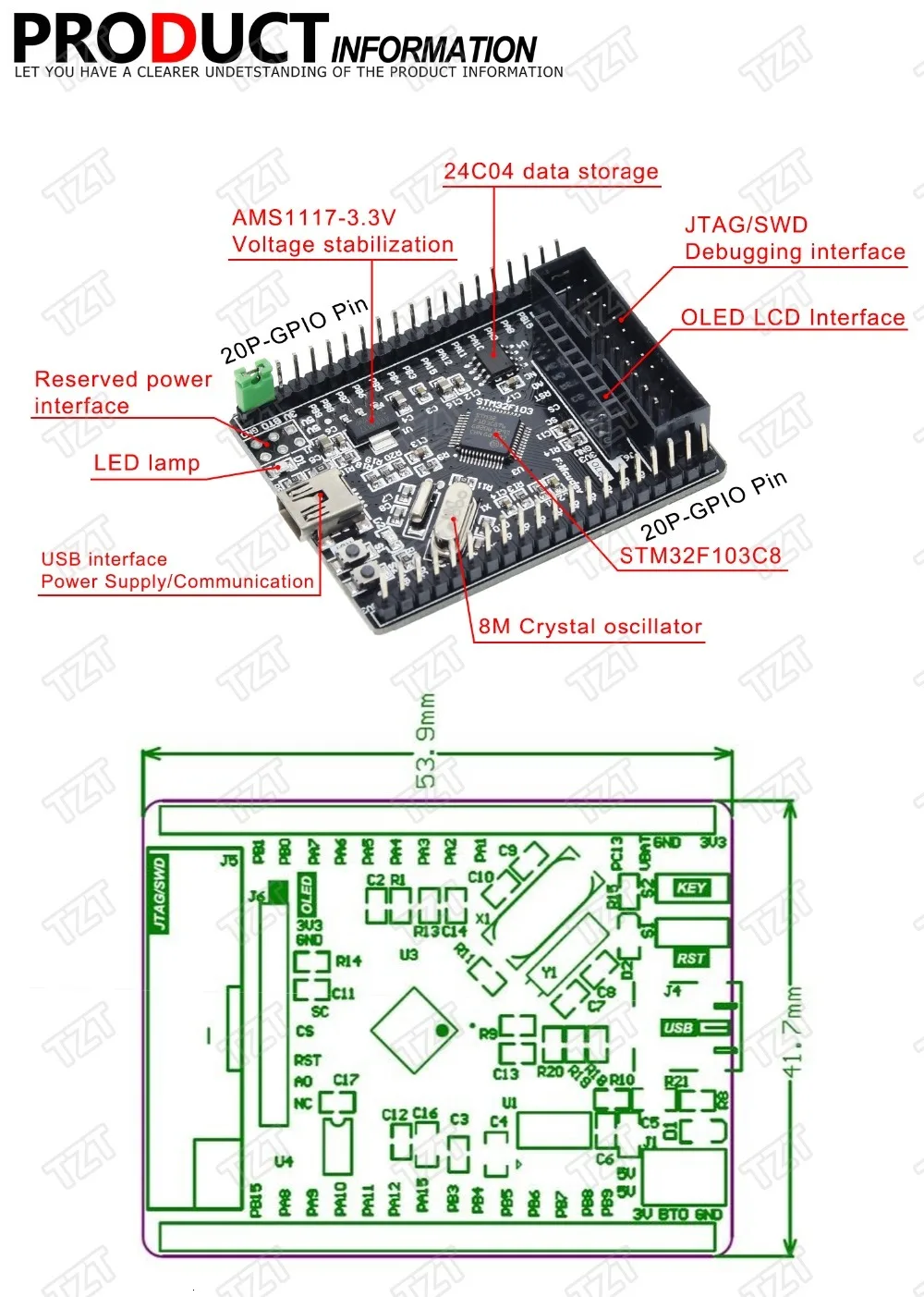 GREATZT 1 шт. stm32f103c8t6 stm32f103 stm32f1 stm32 системная плата обучающая доска оценочный комплект макетная плата