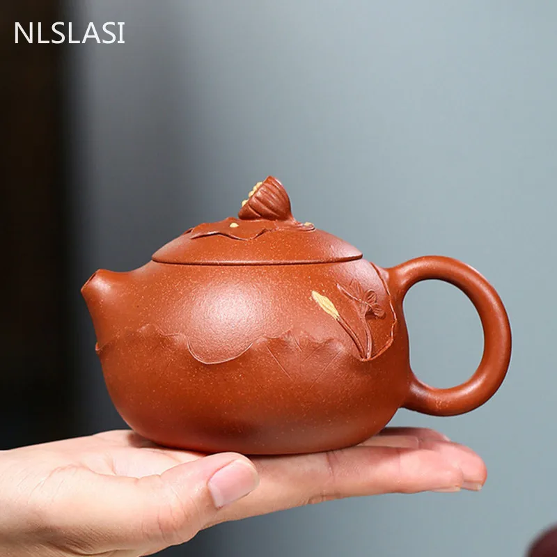 

Yixing Boutique Purple Clay Tea Pot Handmade Lotus Xishi Teapot Raw Ore Beauty Kettle Chinese Tea Ceremony Customized Gift 240ml