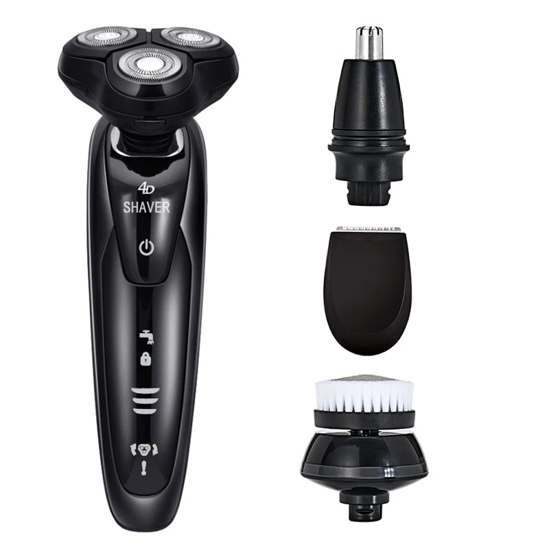 

4 In 1 Electric Shaver Floating Wet Dry Waterproof Electric Razor USB Rechargeable Beard Trimmer Washable Shaver For Men