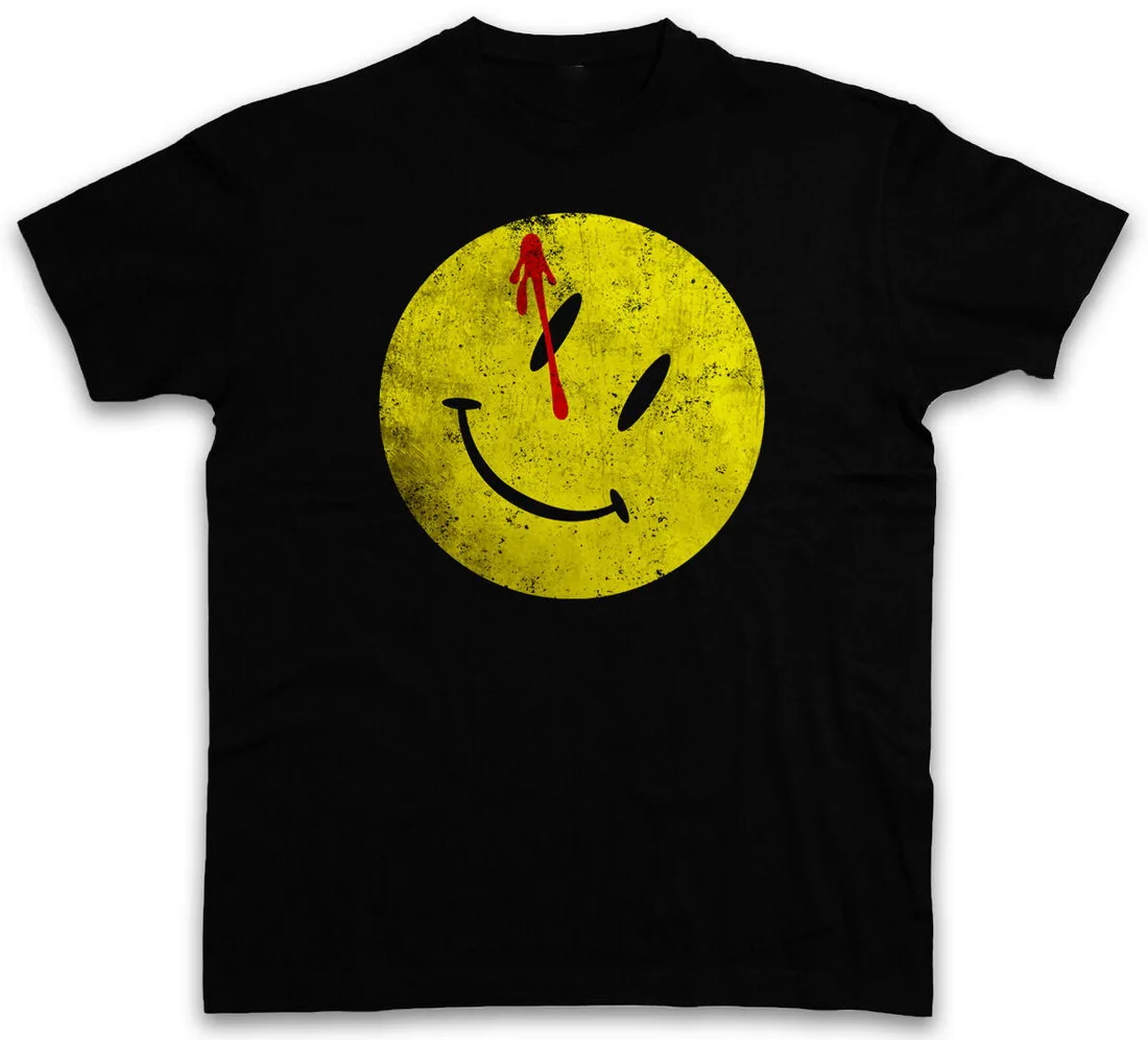 Футболка с надписью BLOODY BUTTON футболка героями комиксов Watchmen Heroes Comic tv Smile The Movie для
