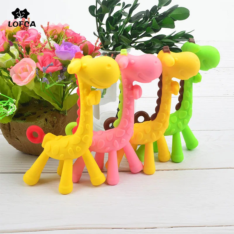 

LOFCA Baby Teether 1pc Giraffe BPA Free Food grade Silicone Cartoon Baby Teething Toys Silicone Beads Jewelry Pendant Necklace