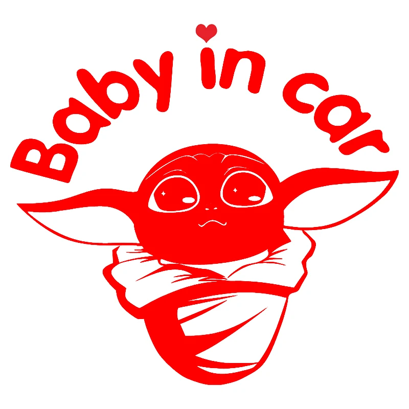 Baby Yoda Figure 'Baby In Car.On Board.Kid Inside' Star Wars Stickers Car Window Computer Waterproof Fashion Sticker 15cm*15cm