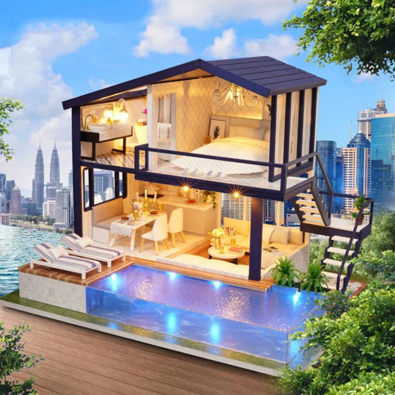 Кукольный домик деревянная мебель Diy Домик миниатюрная коробка головоломка