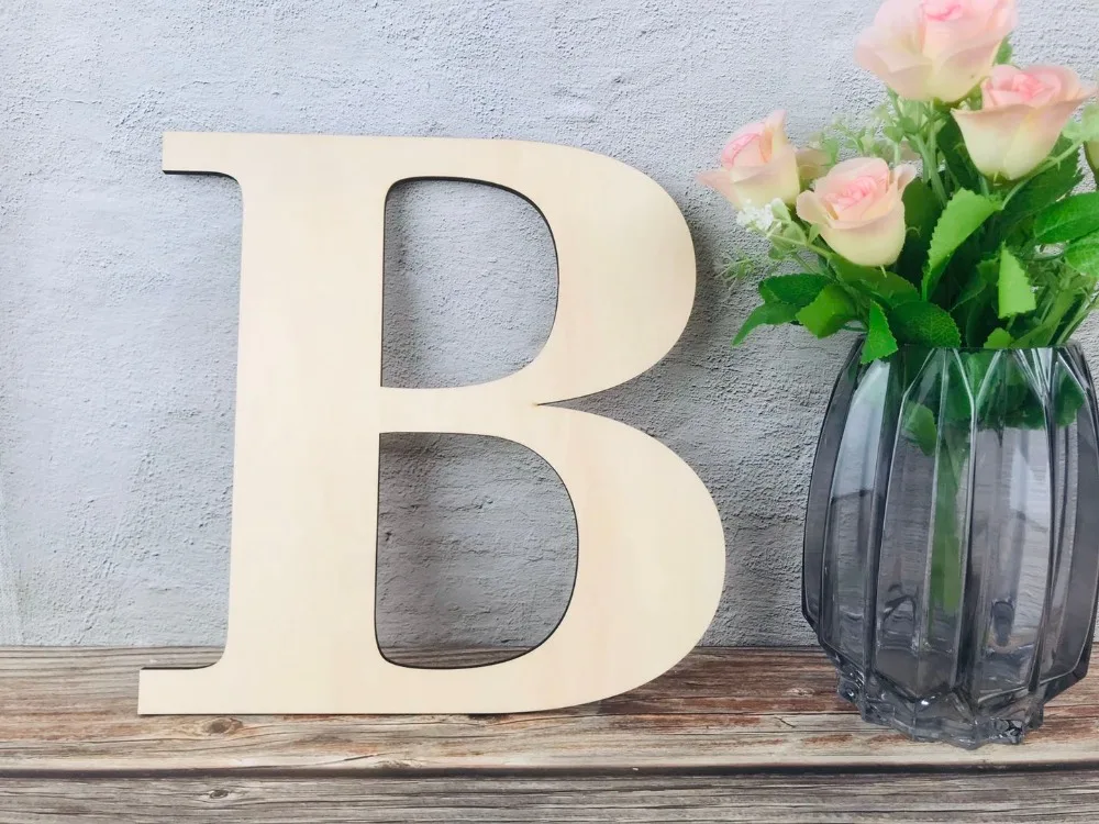 12 inch Wooden English Alphabet Letters Blank Wood Board, Wood Letters for Home Walls Decor, Party, DIY Art Craft Projects (8)