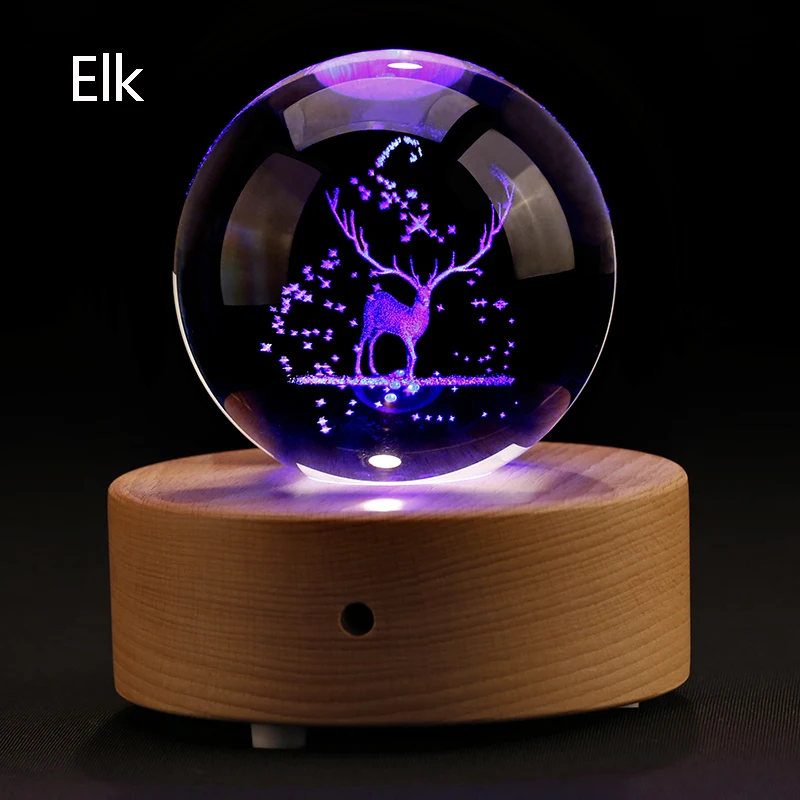 Aqumotic Bluetooth Музыкальная Шкатулка 1 шт. Galaxy Clover Одуванчик Лось Свинья медведь Музыкальные шкатулки с Bluetooth дешевые красочные свет ночь - Цвет: elk