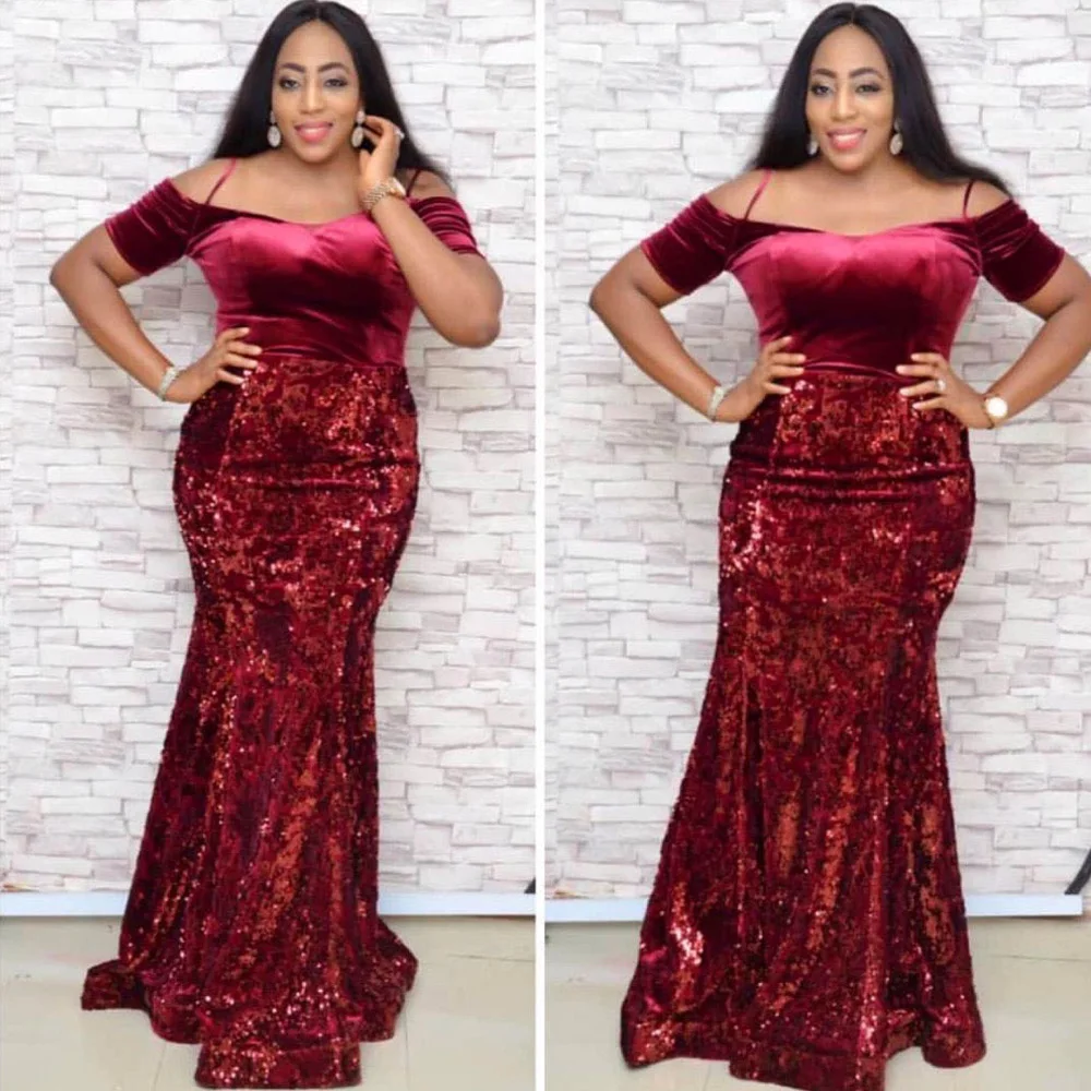 

Sexy Off The Shoulder African Velvet Danshiki Dress Runway Dresses 2020 Women High Quality Prom Wedding Party Long Mermaid Dress