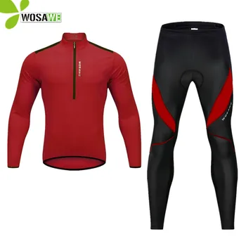 

WOSAWE High Visibility Men Cycling Clothes Gel Pad Waterproof Fleece Tight Pants Jersey Set Shirts MTB Bike Sports Suit Clothing